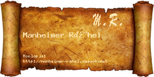 Manheimer Ráhel névjegykártya